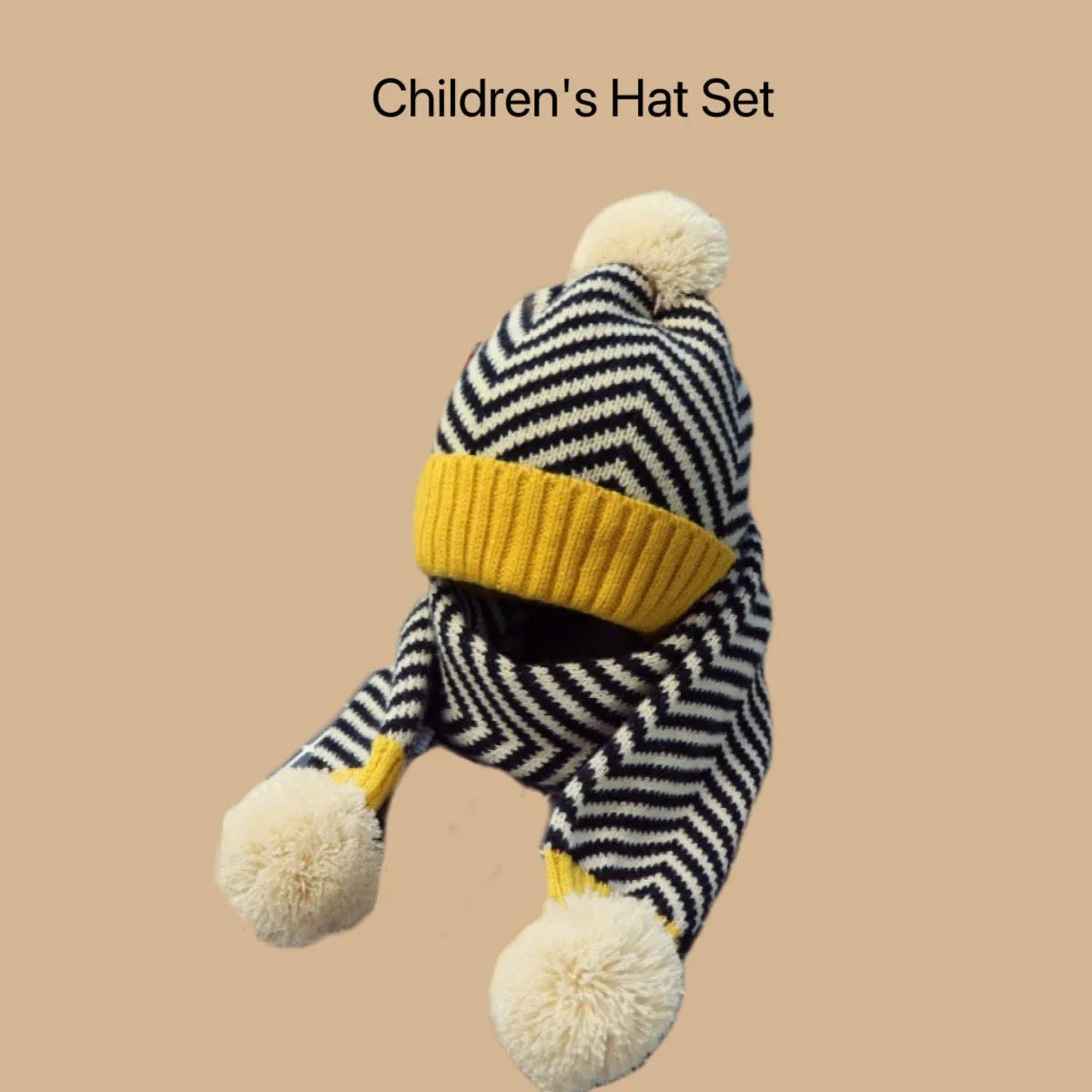 Boys' knitted fleece-lined hat and scarf set with no-top hat for babies 0-6 months