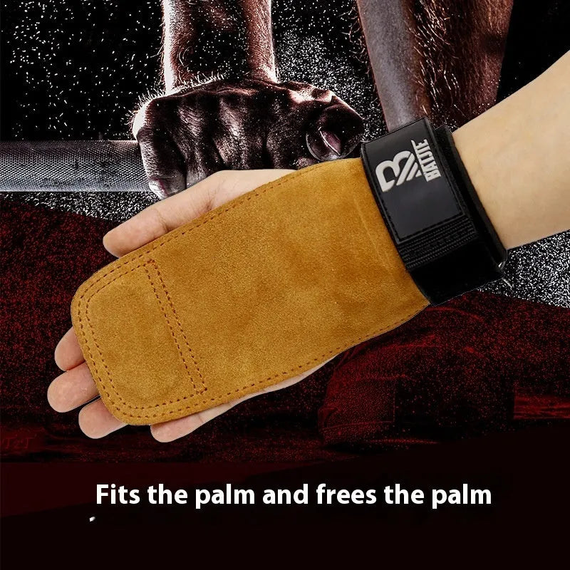 Brown fitness wrist protectors pair for pull-ups and push-ups