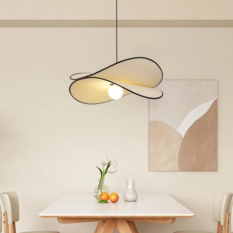 French style artistic chandelier pendant light with fabric potato chip shades