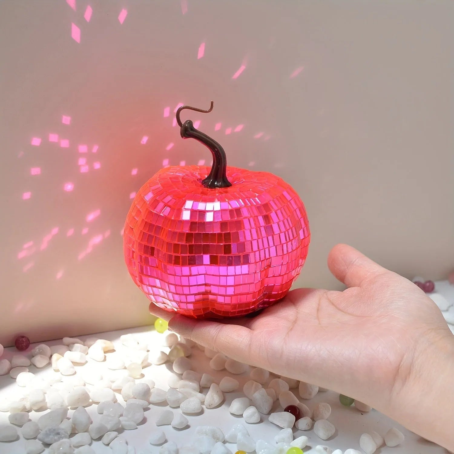 Halloween decoration mirror glass pumpkin ornament with bionic design in Chinese style