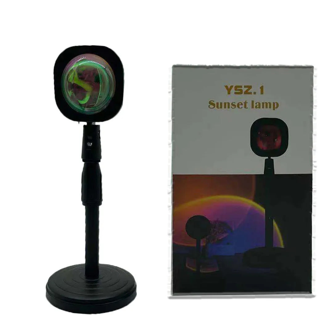 USB rechargeable sunset lamp projecting rainbow colours and sunset red patterns for ambient room lighting