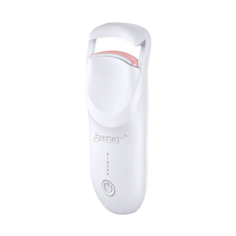 Plastic electric heating eyelash curler with USB cable in cream white colour