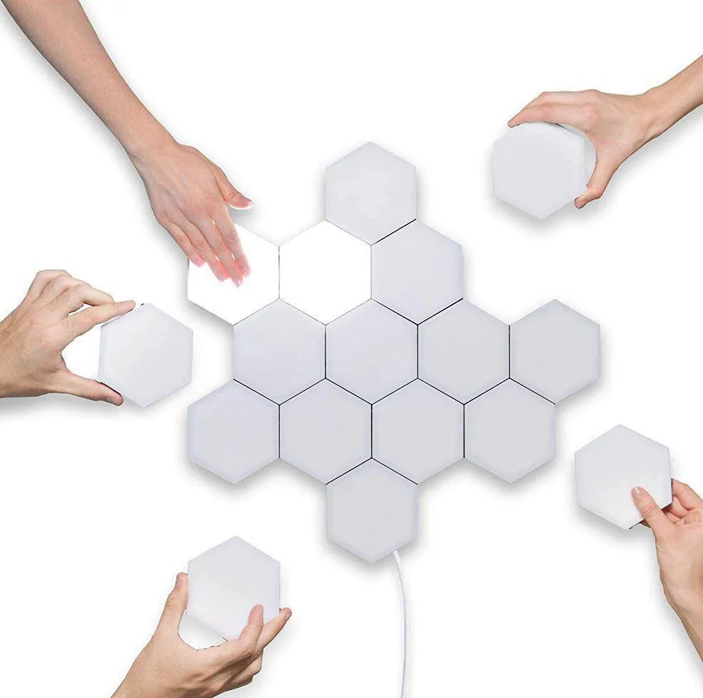 Helios modular honeycomb touch wall lamp in modern minimalist design with UK plug