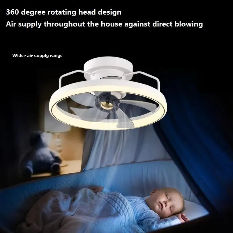 Overhead ceiling fan lamp with light featuring 500mm blades and acrylic lampshade in seven colour options