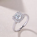 Fangyuan moissanite wedding ring set with square 5.5x5.5mm stone, S925 silver platinum plated, in gift box