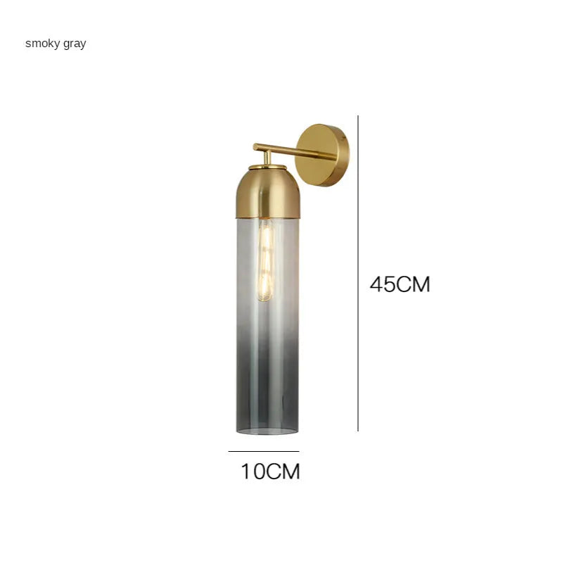 Nordic postmodern minimalist glass shade wall lamp in a modern living room setting.