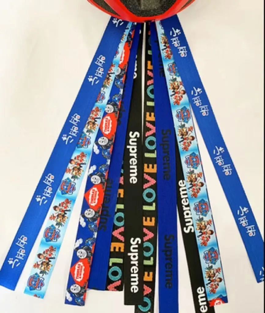 Children's helmet decorative streamer accessory in multiple colour choices for roller skating and biking