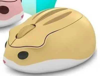Hamster Bluetooth wireless mute mouse in yellow, pink, or gray colour showing compact 105x73x41mm size