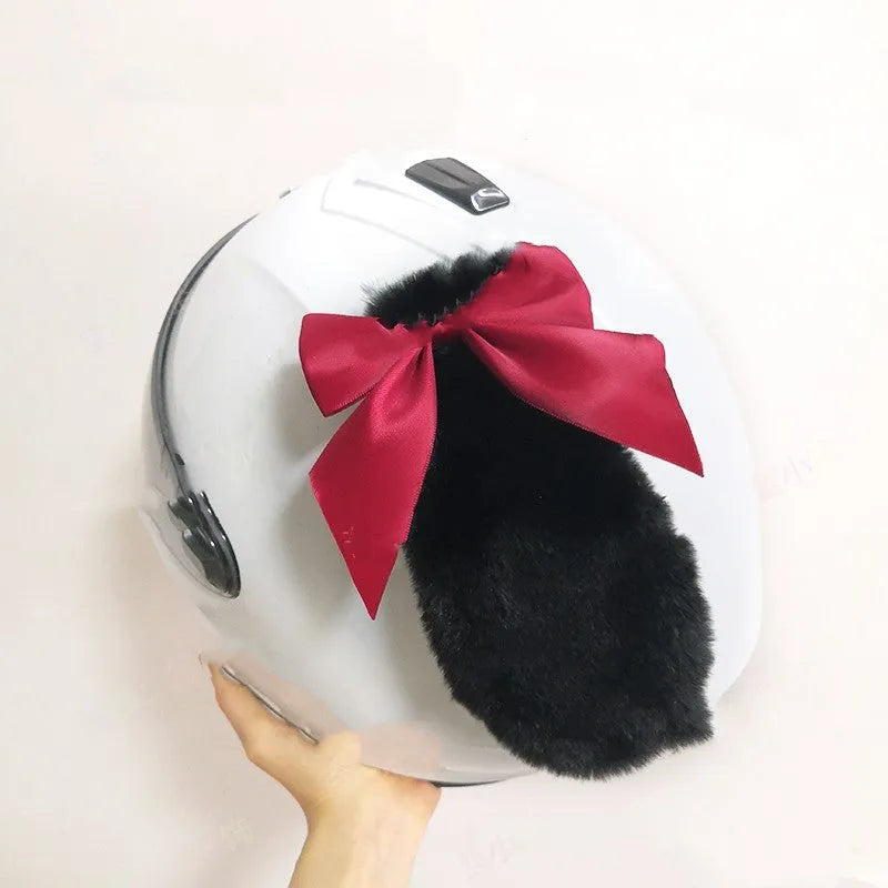 Carbon fibre rabbit ears motorcycle helmet decoration in multiple colours with matching bows