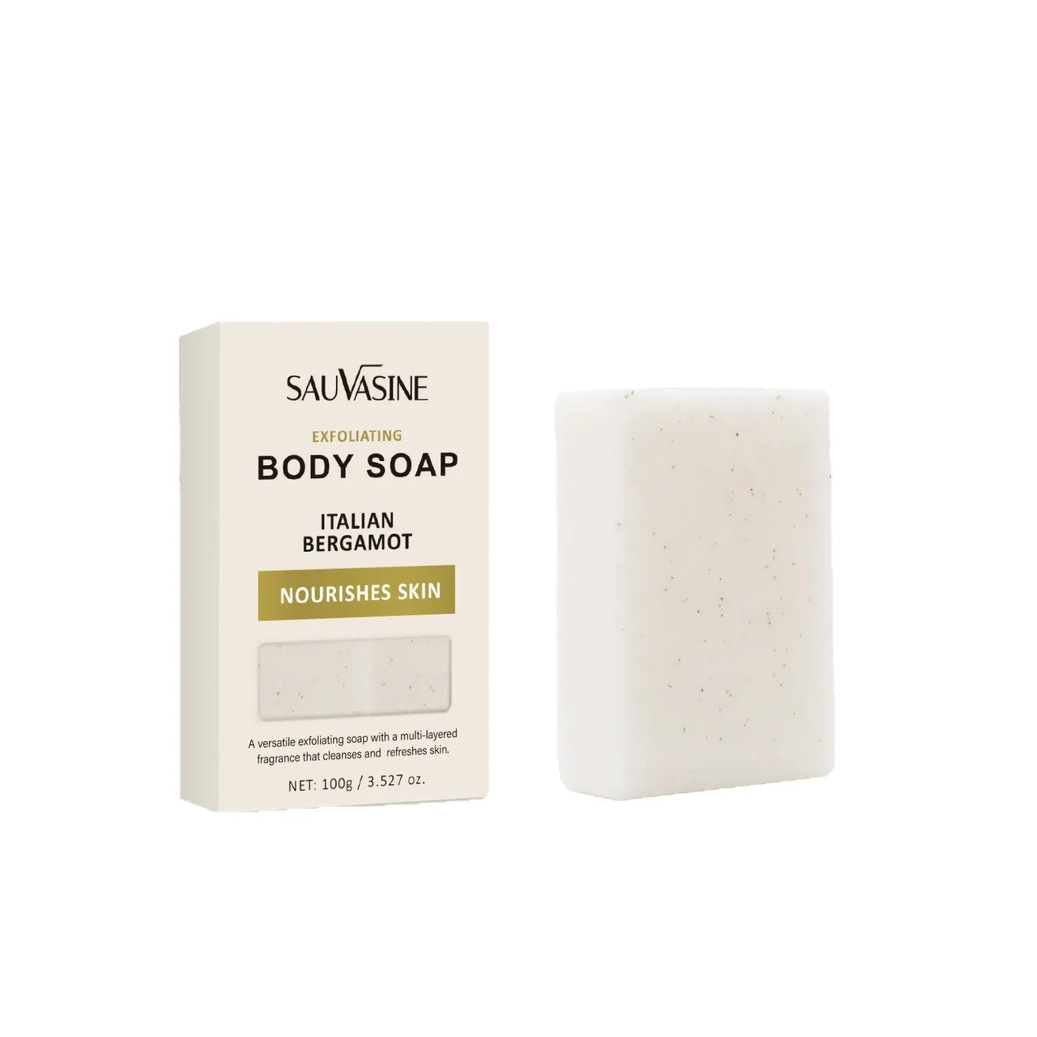 Exfoliating moisturising bath soap bar for adult use with universal skin type formula