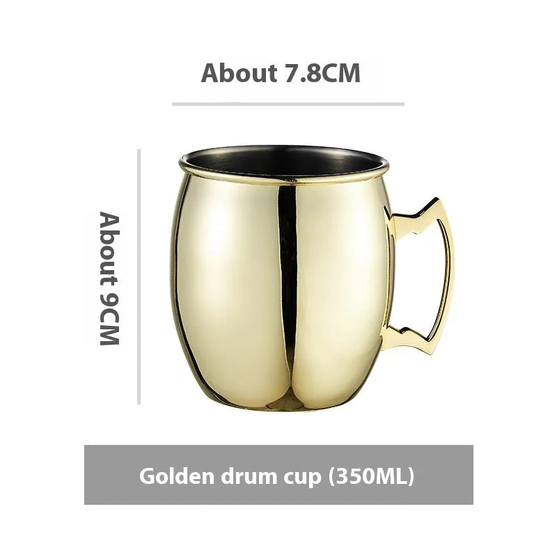 Stainless steel Moscow Mule copper plated cup with glass lining and hammer point texture