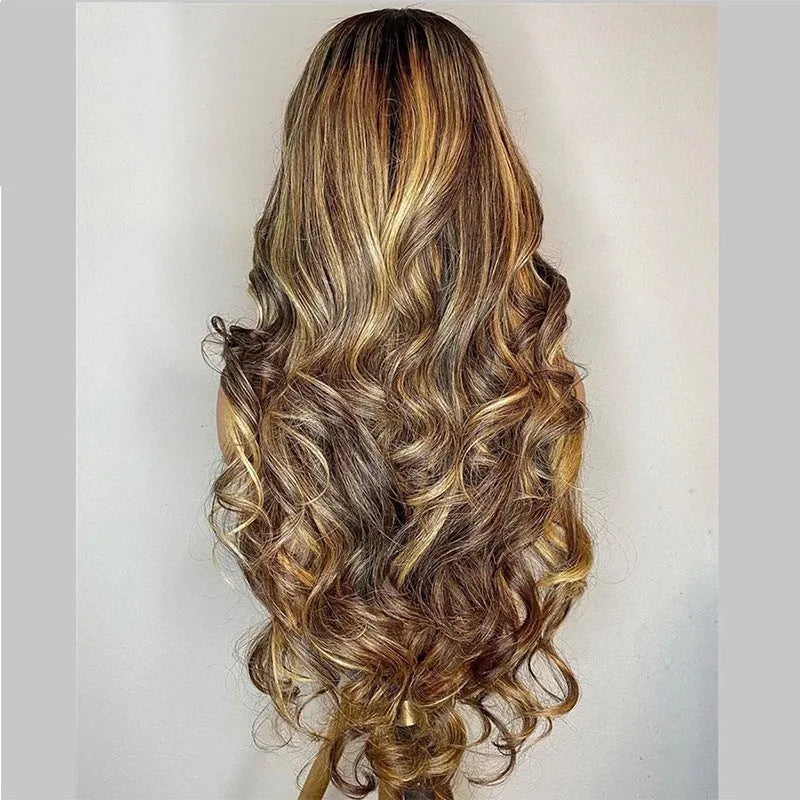 Front lace wig with long curly synthetic hair in gradient colour options