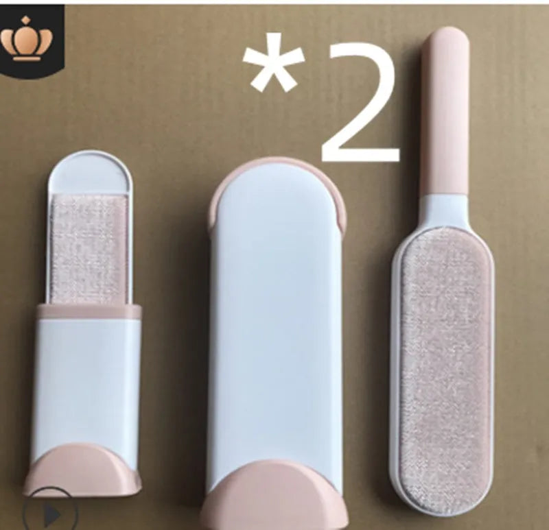 Blue reusable pet hair removal brush with self-cleaning base for furniture and clothing