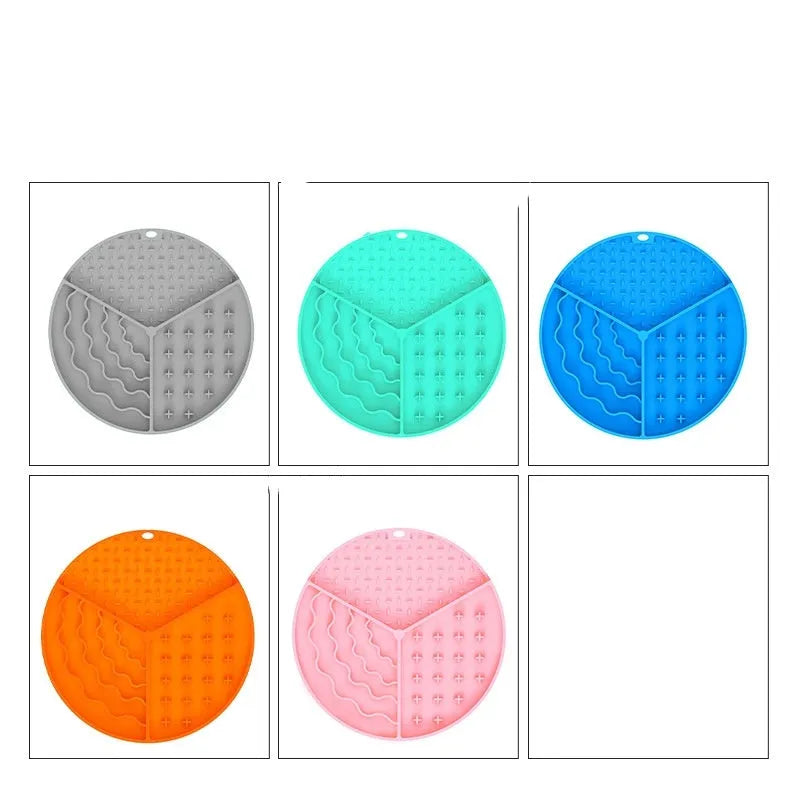 Mint silicone food grade dog bowl pet plate with round cushioning pad for slow feeding