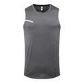 Solid colour quick-dry polyester sports tank top for men and women on a hanger.