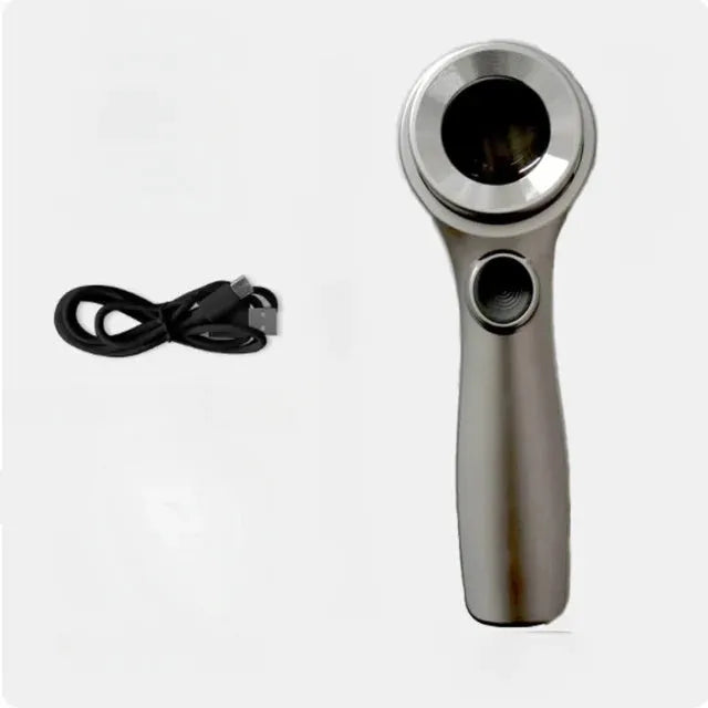 Black and silver metal 30x magnification appraisal magnifying glass with optical glass lens and USB C cable.
