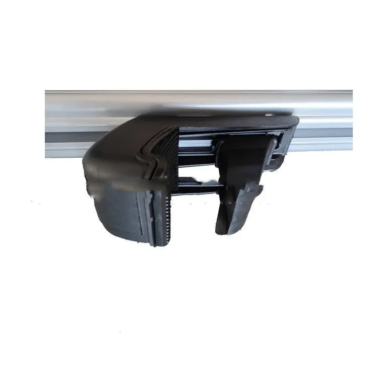 Two silver alloy roof rack crossbars for a GM SUV, shown with adjustable length between 120cm and 135cm.