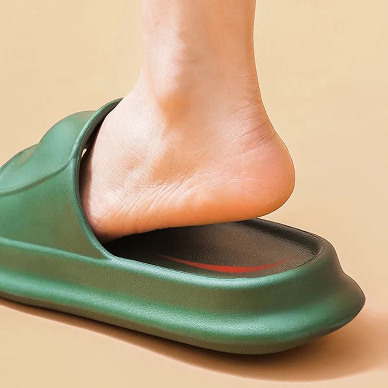 Soft EVA flip-flop slippers with a thick sole, shown in multiple colour options.