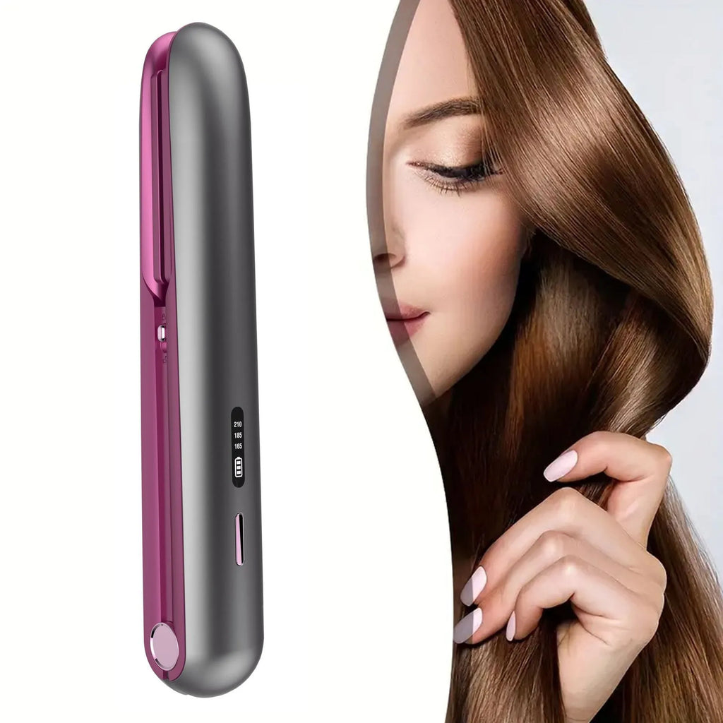 Moon shadow grey wireless small hair straightener with ceramic plates and temperature control