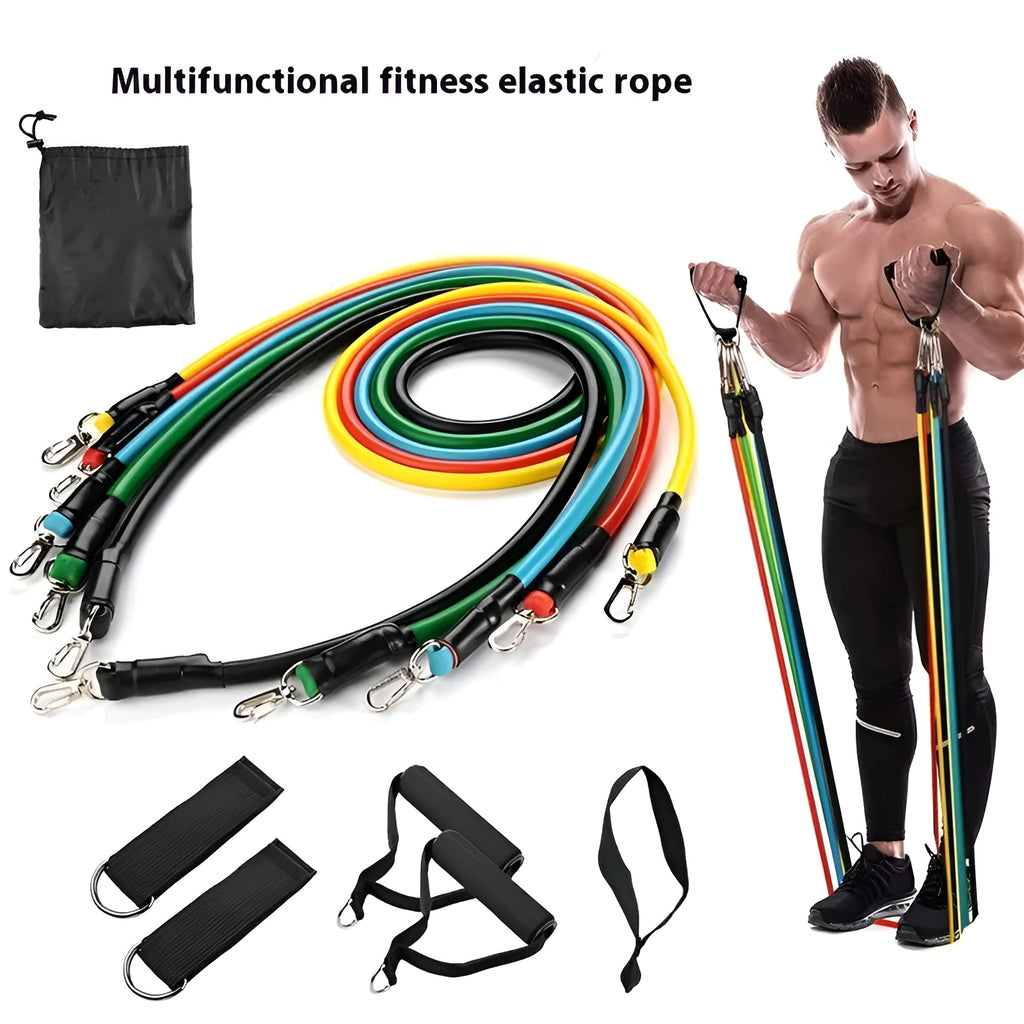 Door-mounted ABS plastic gym set with pull-up bar and exercise rope components for home fitness training