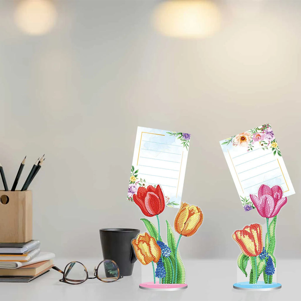 Handmade frameless diamond painting note clip decoration in American style, shown with colourful artwork.