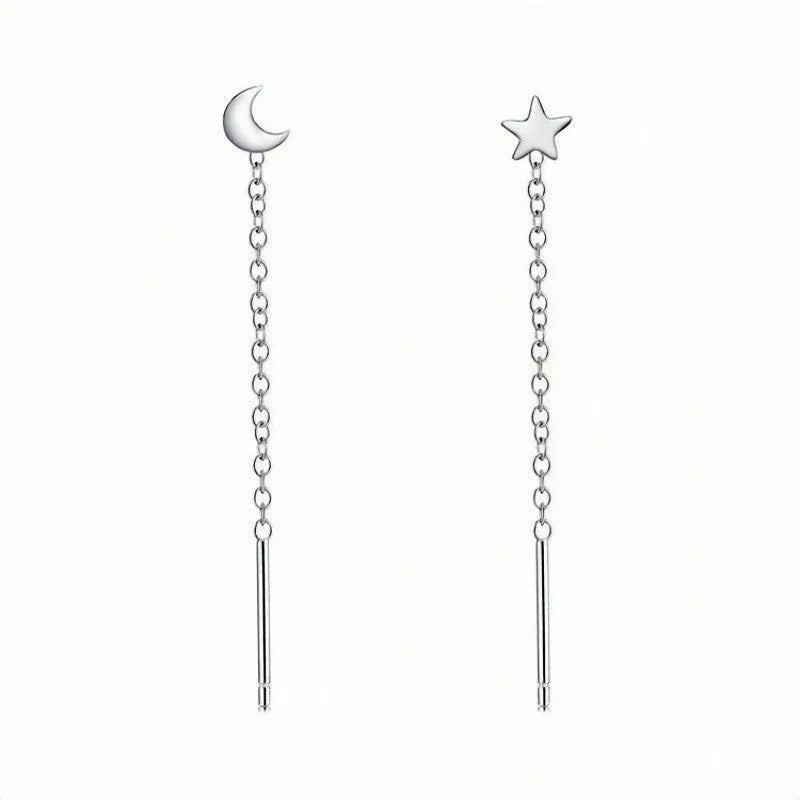 Sterling silver threaded charm earrings showing twelve design variations including pearls, zircon, clay balls, and geometric shapes
