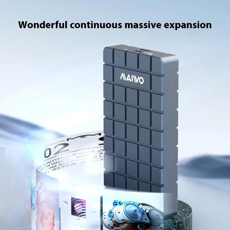 USB4 aluminium hard disk enclosure with cooling fan option measuring 50x118x13mm