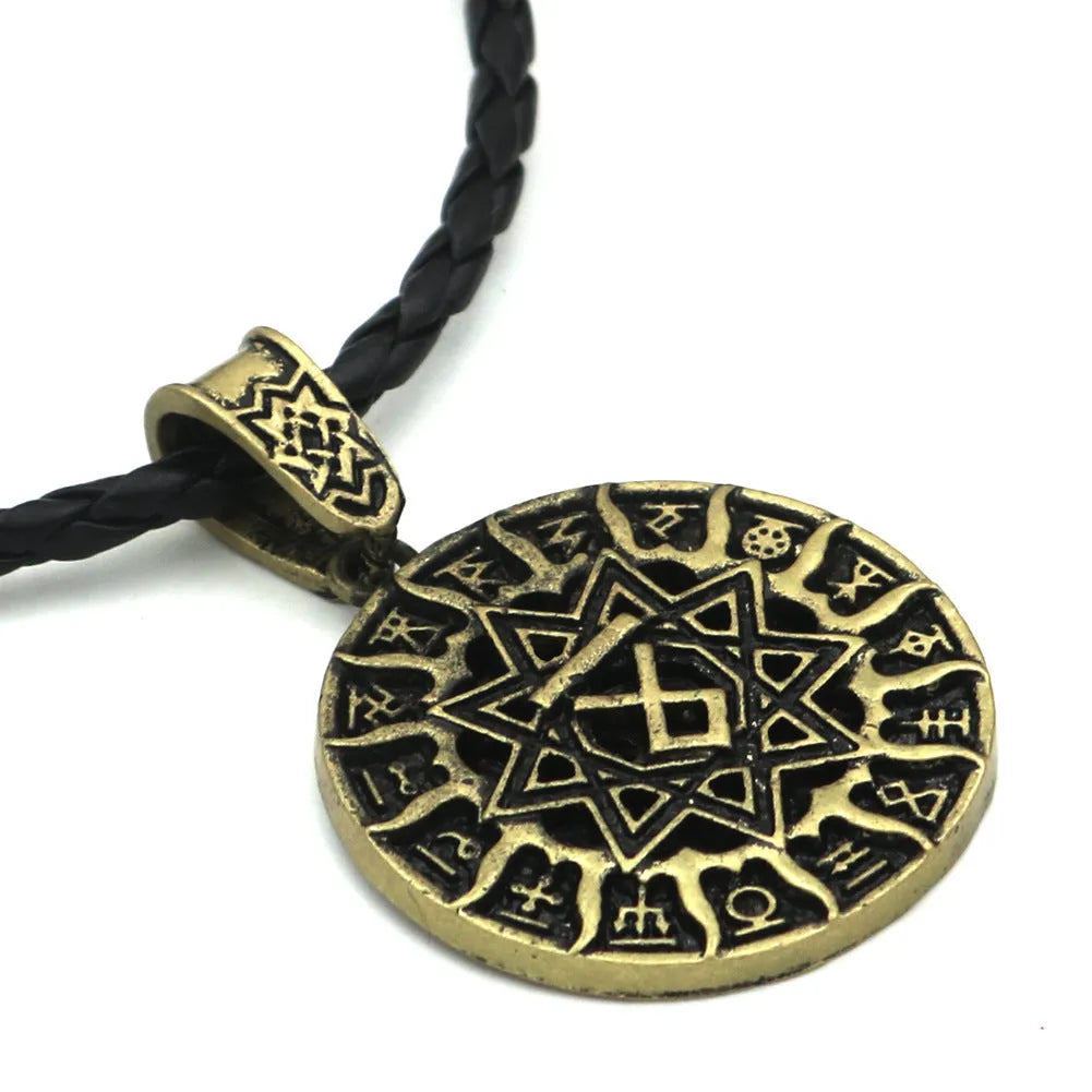 Lunavin ODing logo pendant necklace on snake bones chain with adjustable length.