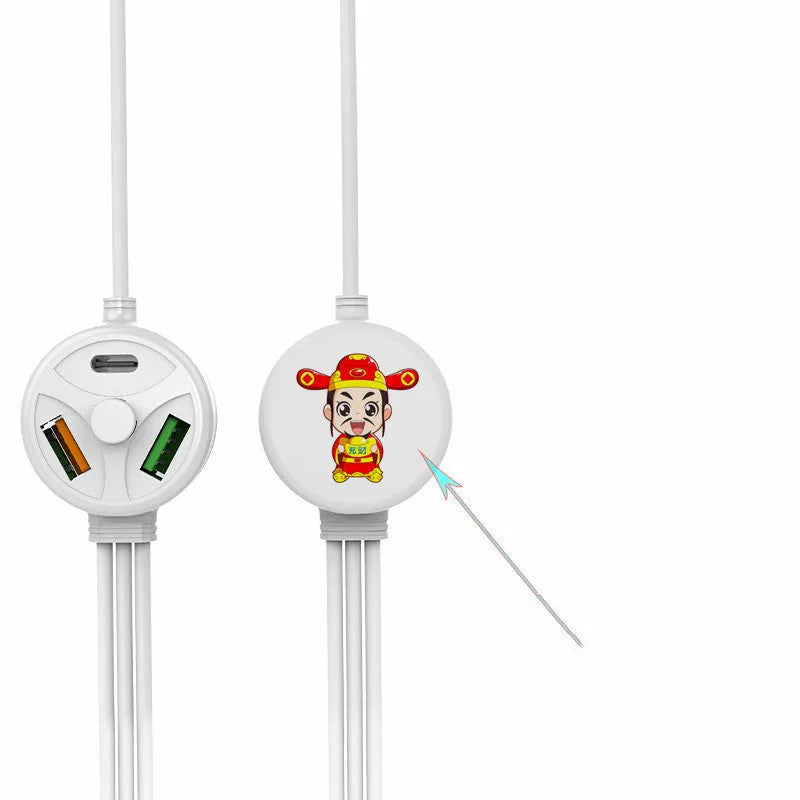 PDPVC mobile phone charging cable with multiple USB connectors including Type-C, Micro USB and Mini USB