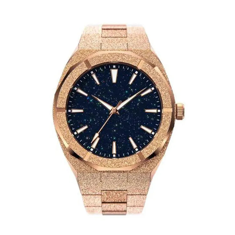 Stainless steel men's waterproof watch with 42mm dial and mineral glass