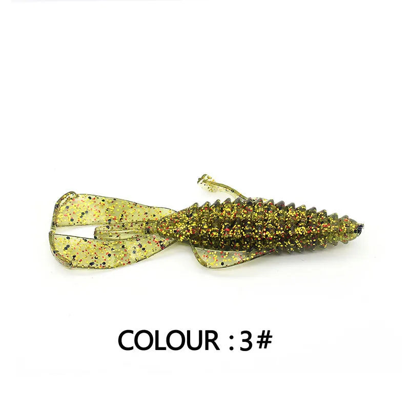 PVC fishing soft bait lure in various colours showing 8cm and 12cm size options