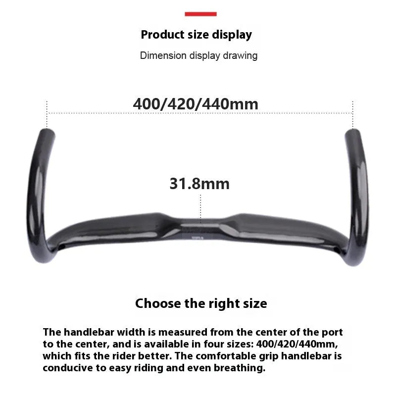 Road bicycle carbon fibre drop bar handlebar in Black Grey Silver colour