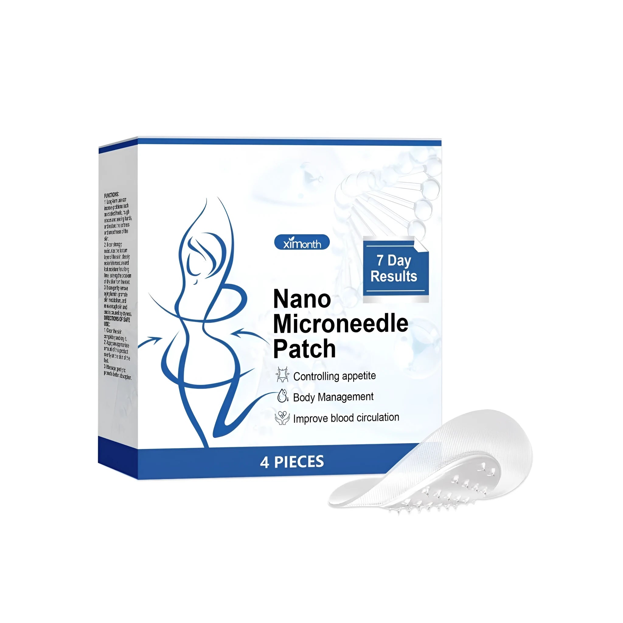 Four nano microneedle body shaping patches with cinnamon, ginger and mugwort ingredients