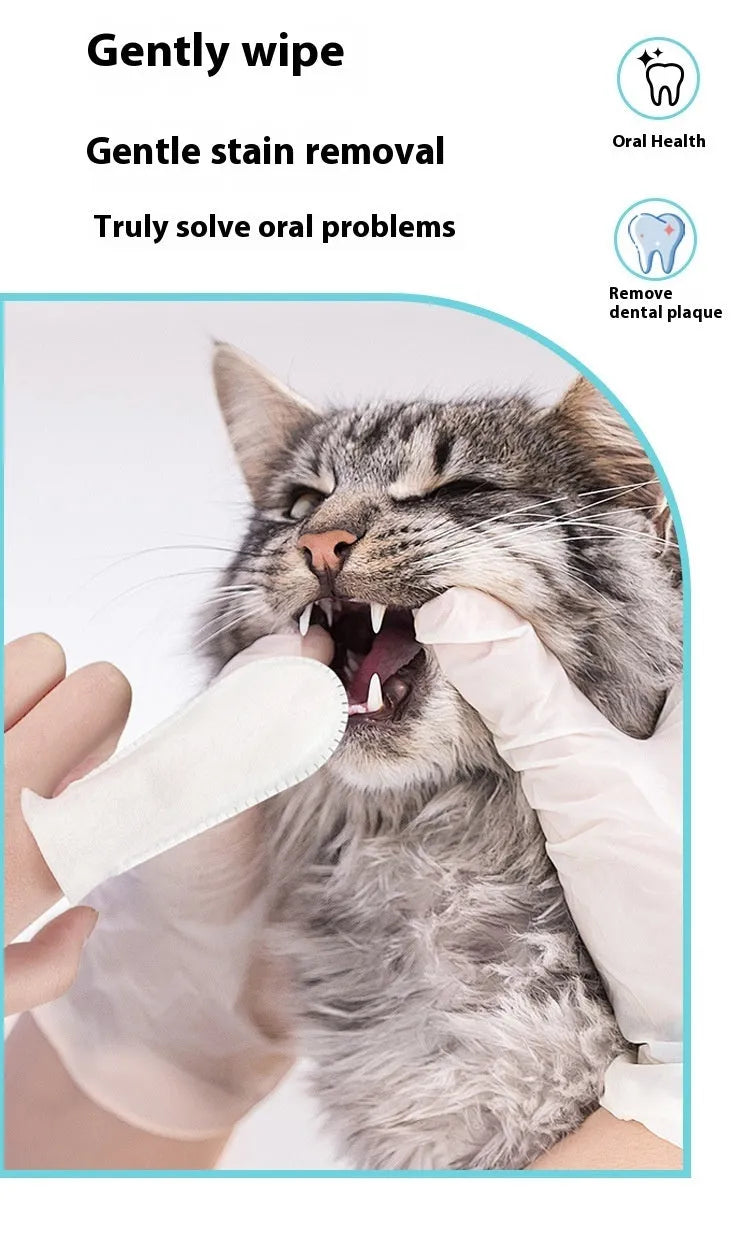 Pack of 50 white non-woven fabric pet dental cleaning finger stalls