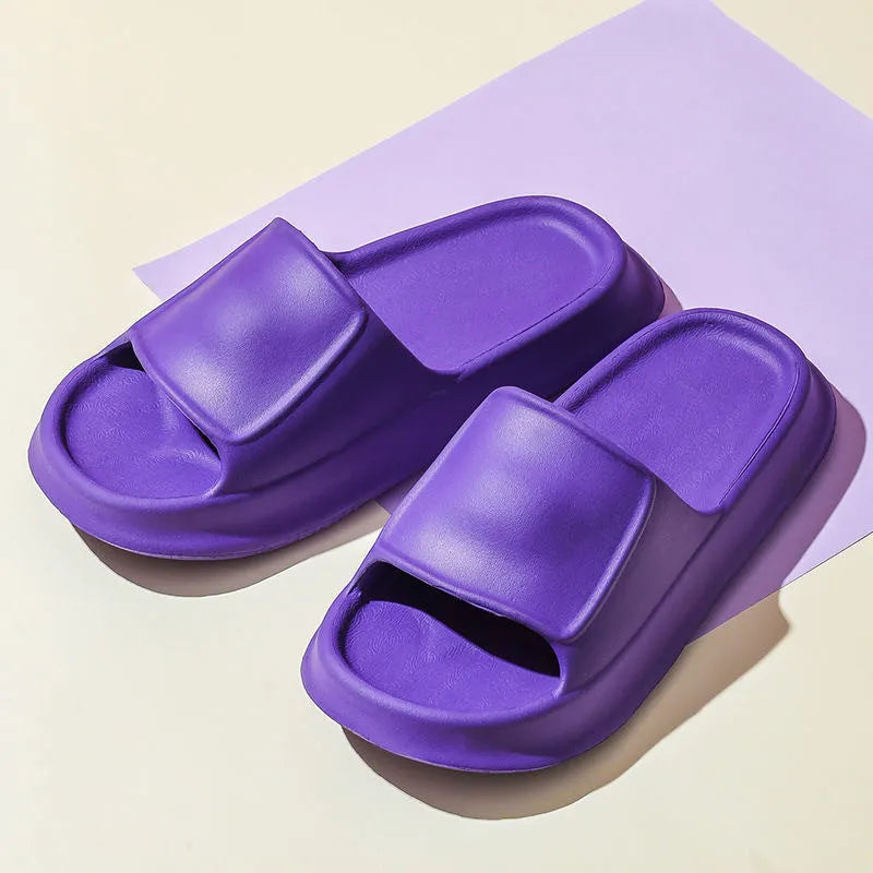 Soft EVA flip-flop slippers with a thick sole, shown in multiple colour options.