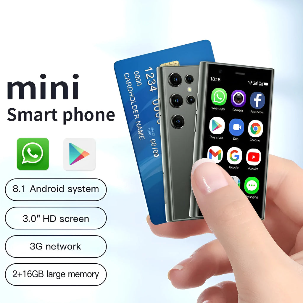 S23PRO XS15 mini smartphone in black, green, or pink purple with 30 screen and straight plate design