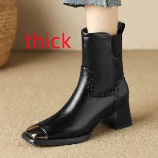 Brown women's Martin boots with side zipper and decorative metal details on a rubber sole.