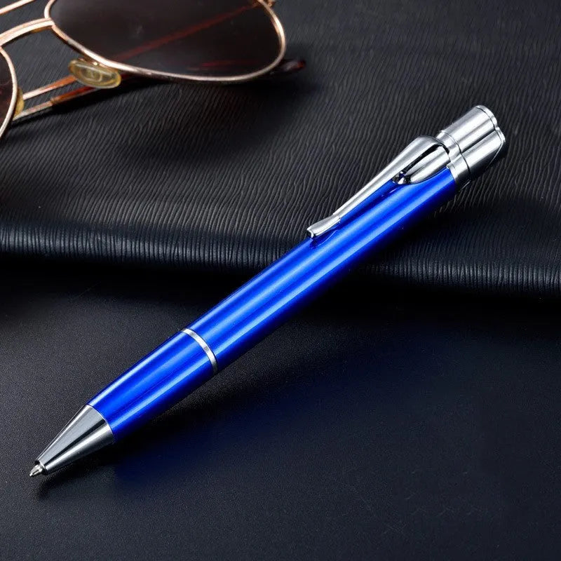 Windproof metal jet flame pen lighter in assorted colours on a key chain