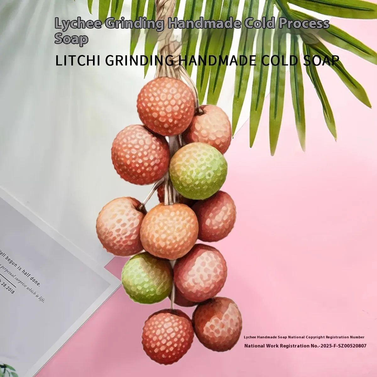 Handmade grape and litchi cleansing soap bars, 120g each, in gift box and mesh bag bulk packaging.