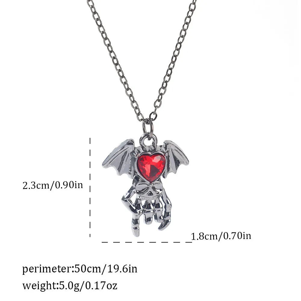 Dark Halloween necklace with zinc alloy electroplated pendant showing spider web and bat designs on regular chain