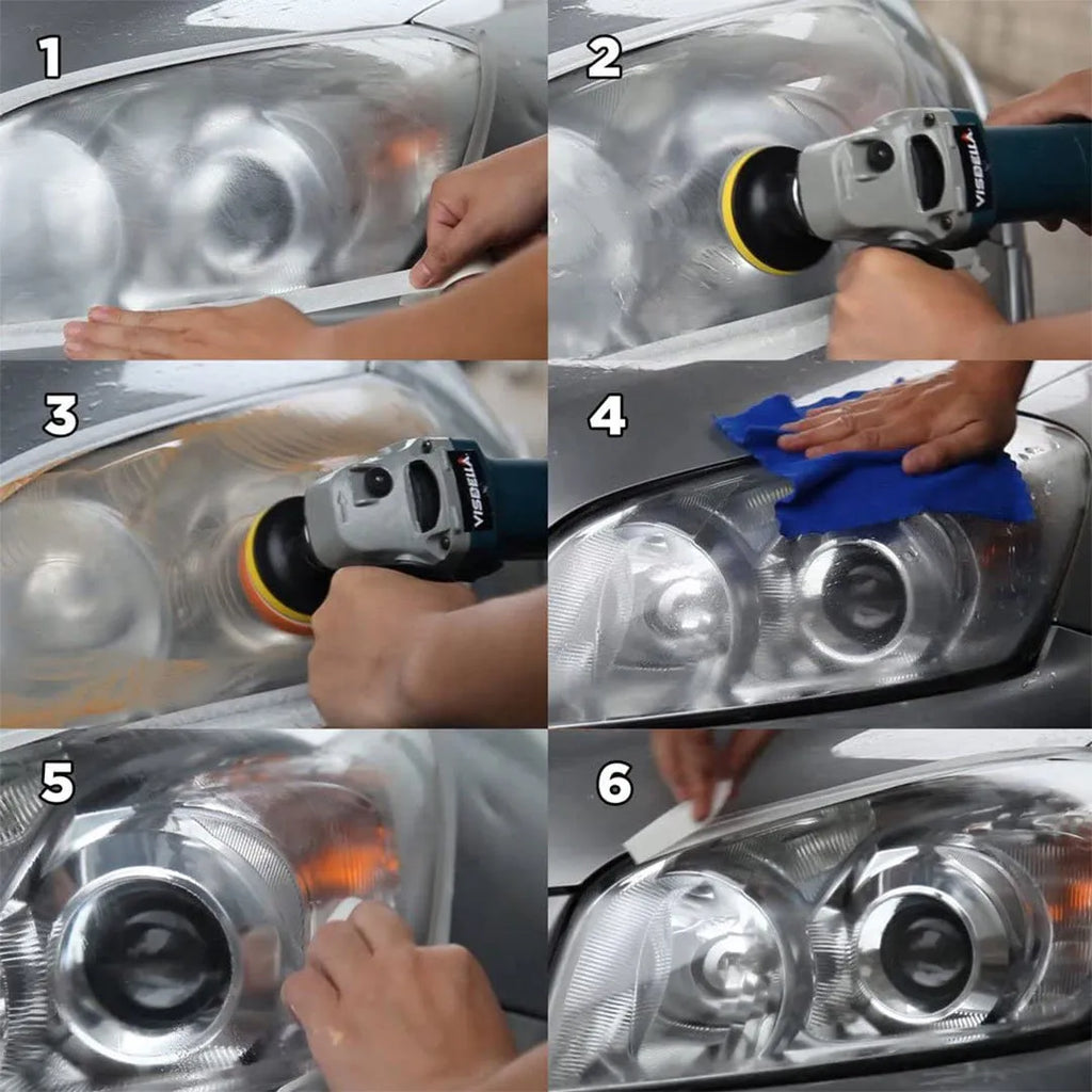 Carbon steel headlight repair tool kit for vehicle and machine repair, model style 10753.