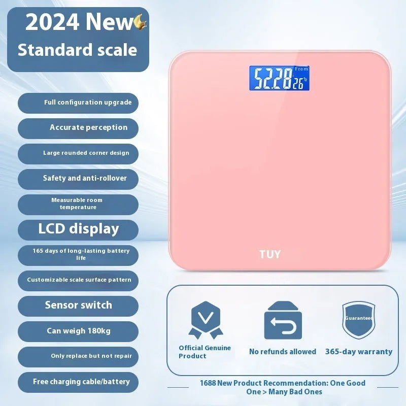 26 x 26 cm household body weighing scale in rose gold finish with multiple power options