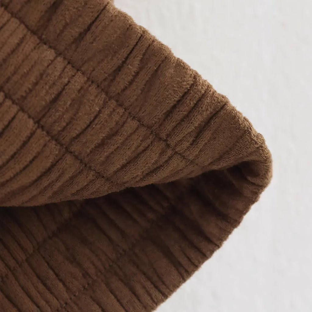 Suede texture pocket decoration spring autumn jacket in brown, long sleeve loose fit casual coat