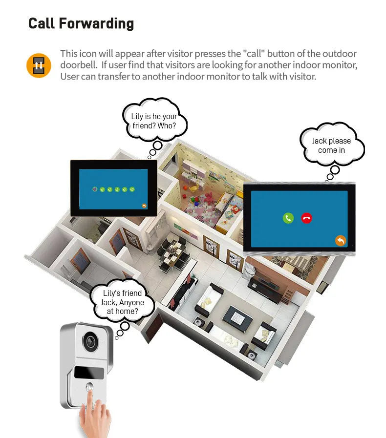 10-inch video intercom doorbell system with outdoor camera and indoor display unit