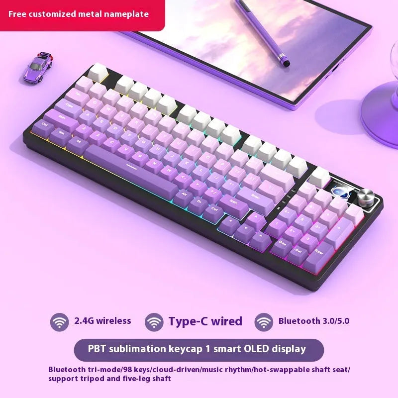 98-key wireless Bluetooth mechanical keyboard with multiple colour theme options