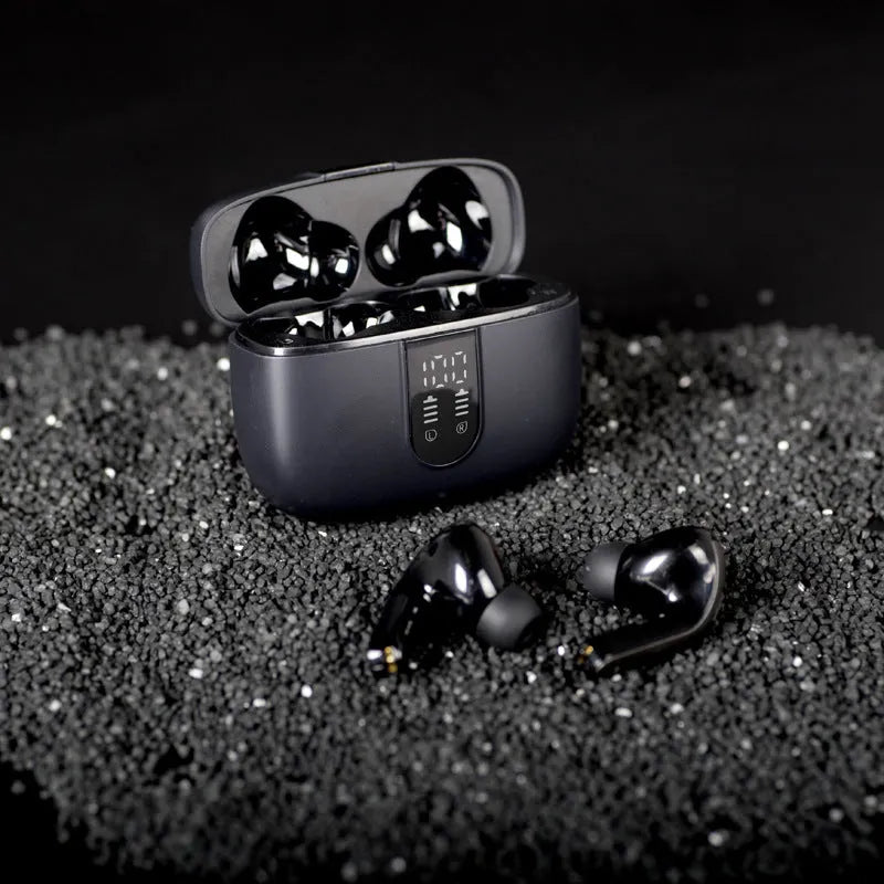 Jerry X08 wireless Bluetooth in-ear headset with digital display showing pairing status