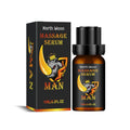 10ml glass bottle of men's endurance vitality massage essential oil with ginger and vitamin E.