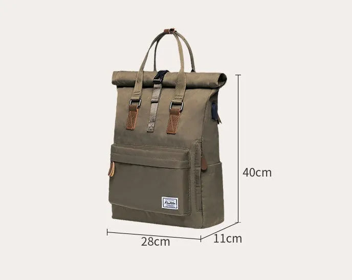 20L polyester casual backpack with computer compartment in black, dark grey, or green