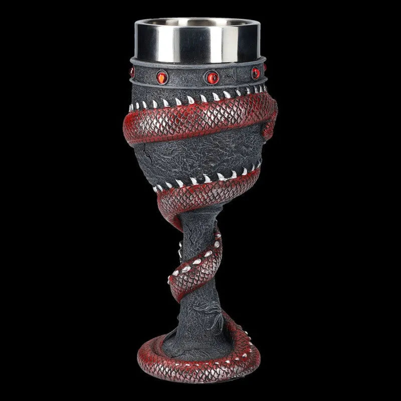 3D Chinese dragon design stainless steel wine glass in gold or red with 200ml capacity
