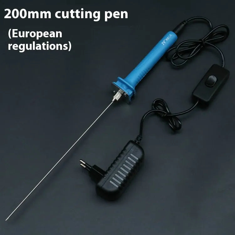 Blue electric heating cutter for foam and pearl cotton with plastic handle and multiple blade length options
